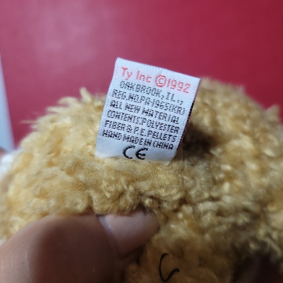 Ty Baby Bear Curly 1992 Wears USA Sweater with Tag Retired 11" Tall - Picture 5 of 5